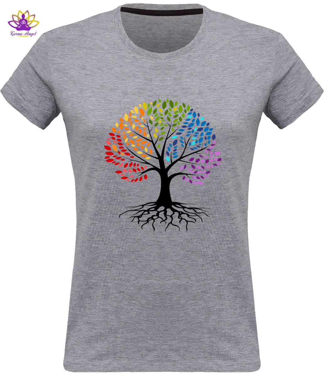 Arbre de vie colore T shirt femme en coton bio plusieurs coloris
