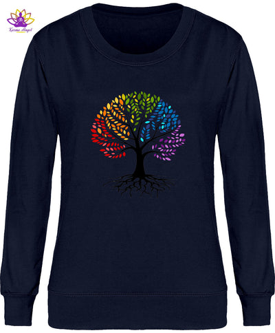 "Arbre de vie coloré" - Sweatshirt inspirant femme en coton bio, plusieurs coloris