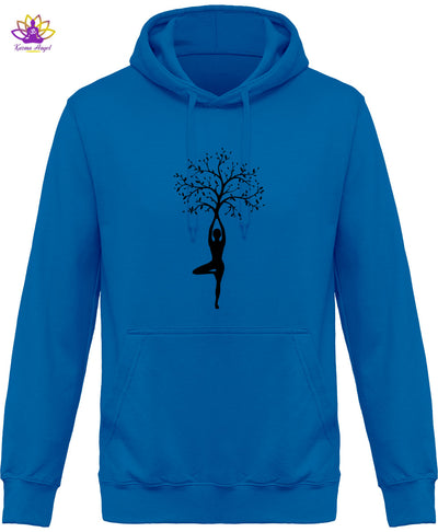 "Yoga tree" - Sweatshirt homme à capuche en coton bio, plusieurs coloris