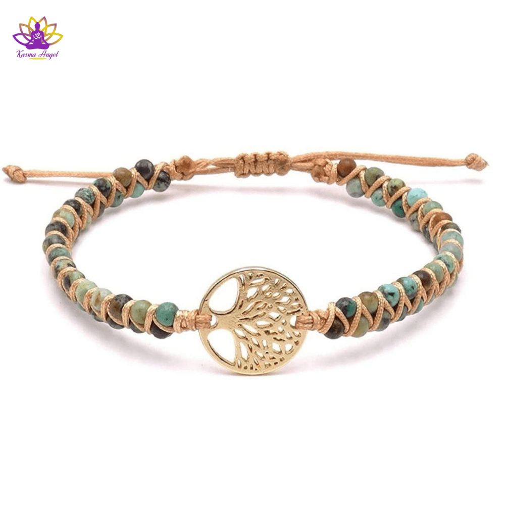"Régénération" - Bracelet tressé arbre de vie en pierres semi-précieuses