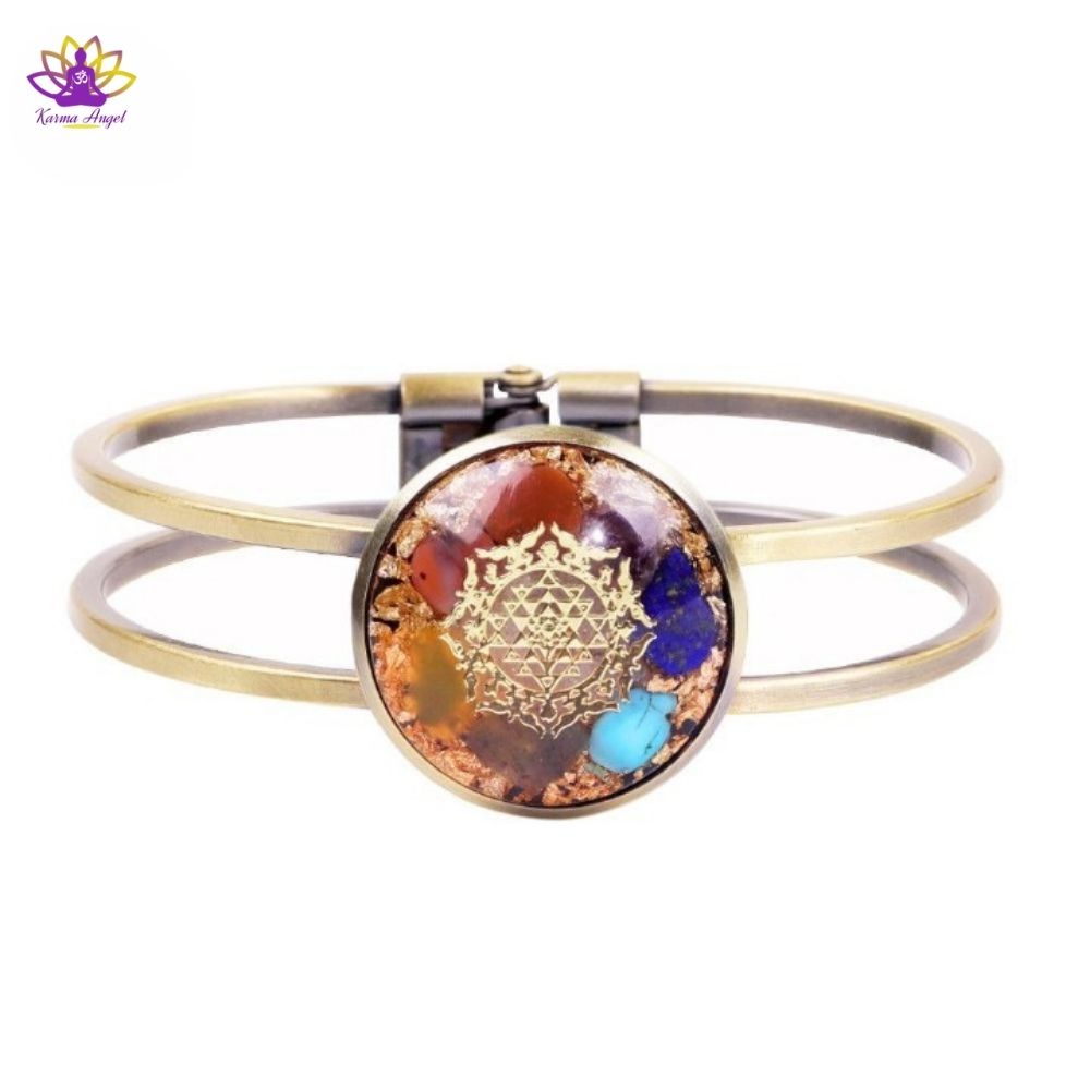 "Connexion spirituelle" - Bracelet orgonite cristal et métal ajustable