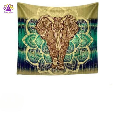 "Transformation guidée" - Tapisserie murale mandala éléphant sacré et son lotus