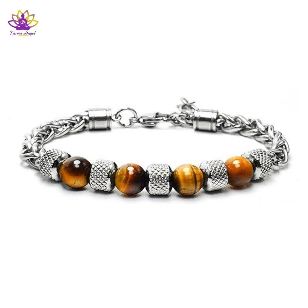 Bracelet élégant pierres naturelles et acier inoxydable