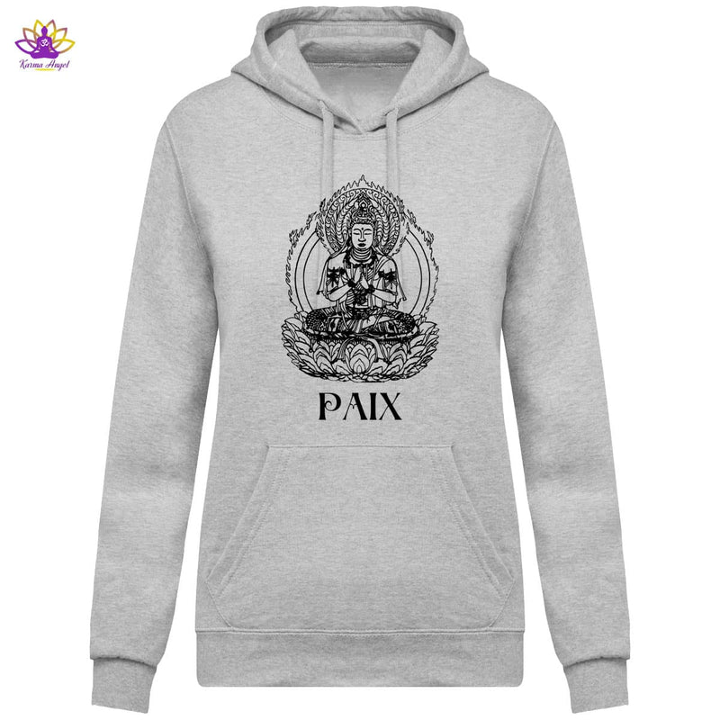 "Bouddha inspirant" - Sweatshirt à capuche femme en coton bio, plusieurs coloris