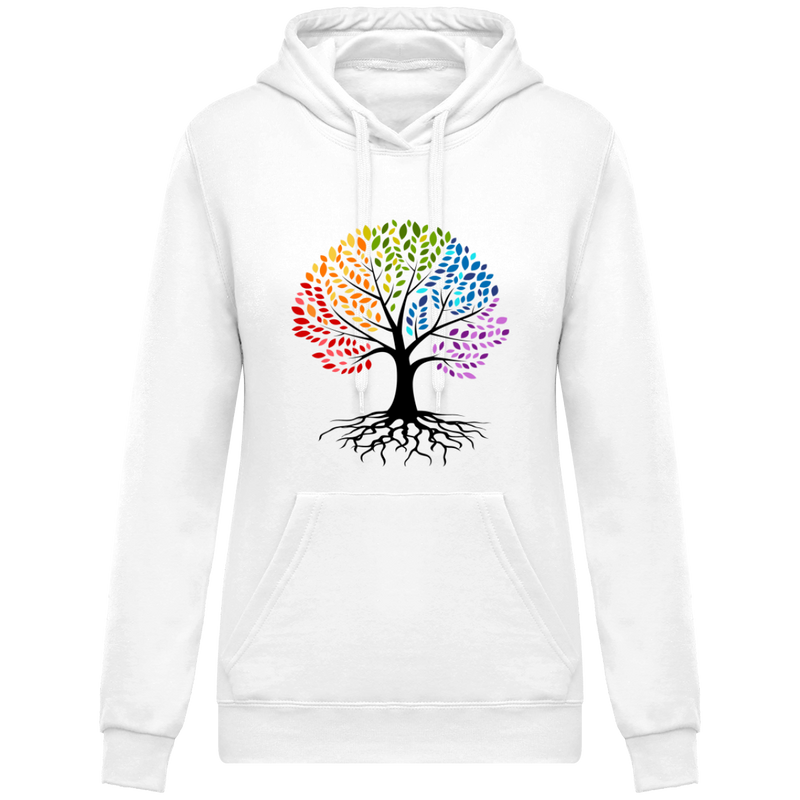 Sweatshirt à capuche arbre de vie coloré - Femme