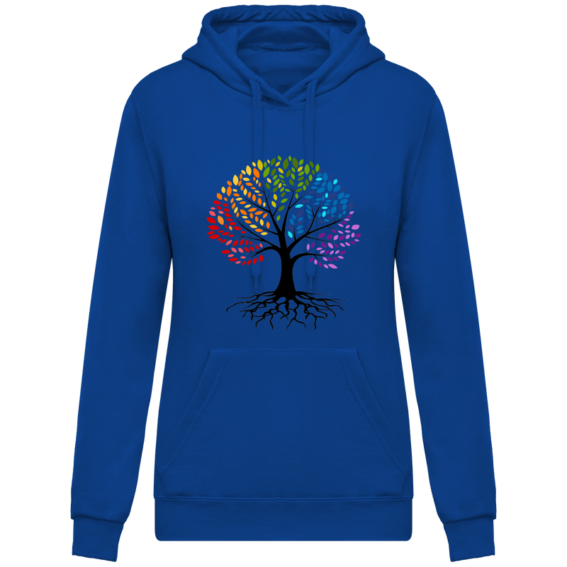 Sweatshirt à capuche arbre de vie coloré - Femme
