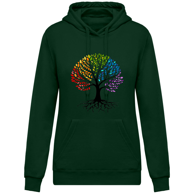 Sweatshirt à capuche arbre de vie coloré - Femme
