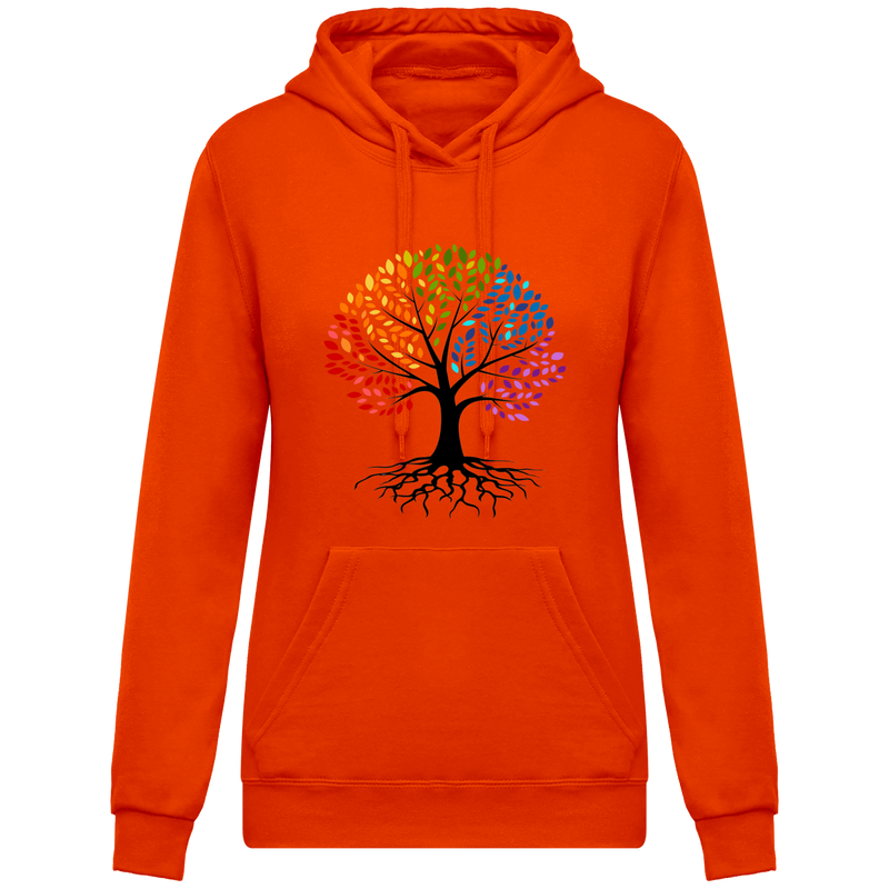 Sweatshirt à capuche arbre de vie coloré - Femme