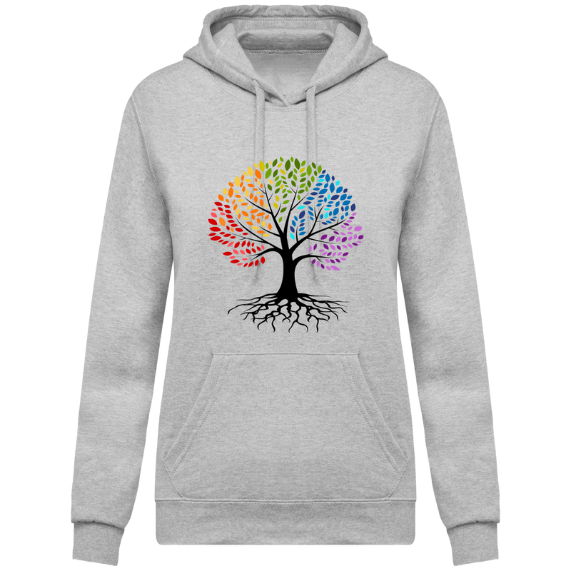 Sweatshirt à capuche arbre de vie coloré - Femme