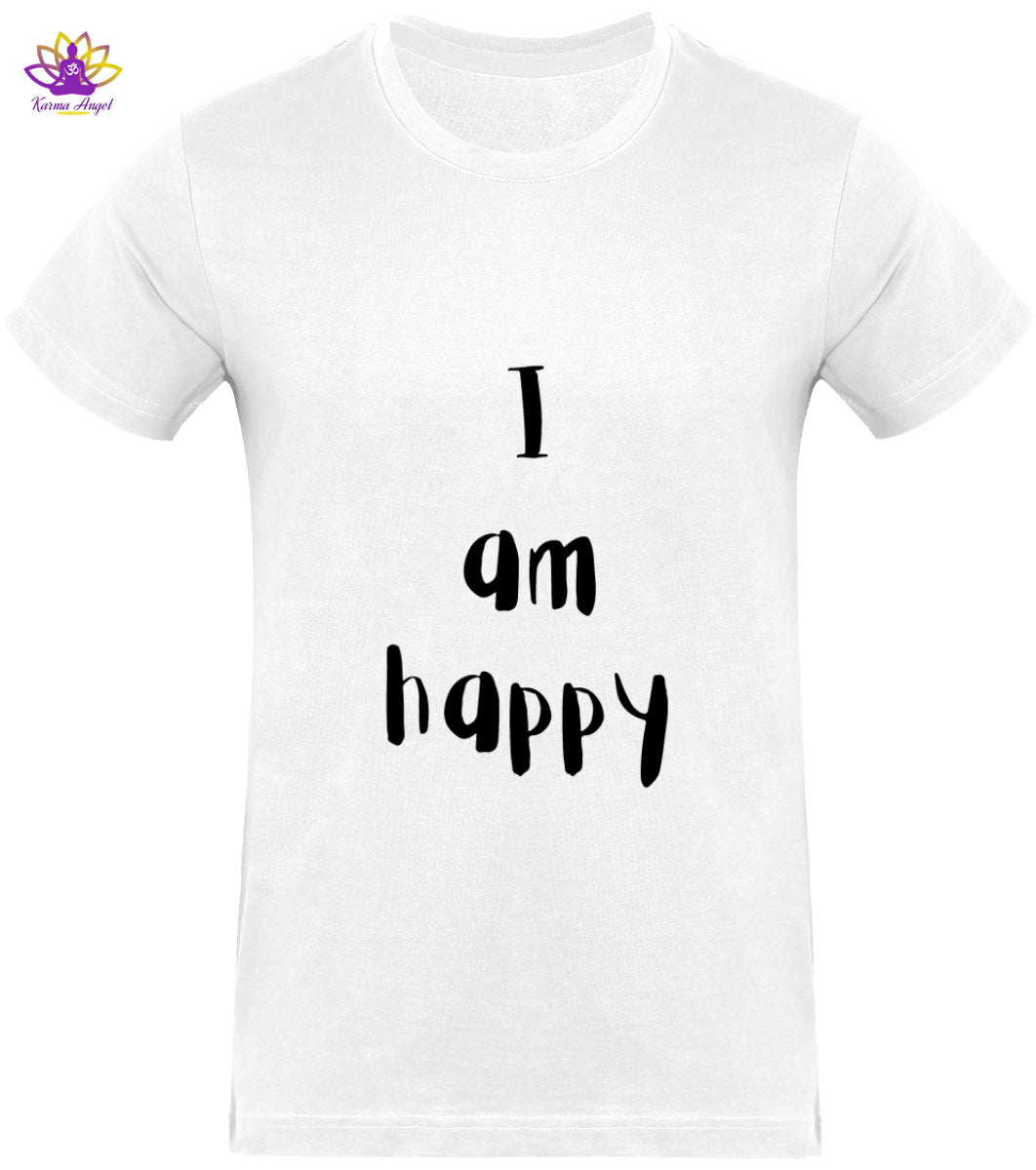 "I am happy" - T-shirt homme inspirant en coton bio, plusieurs coloris 