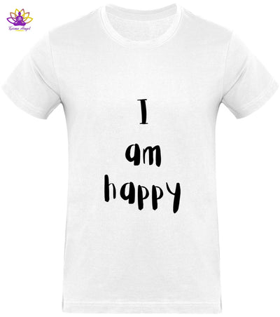 "I am happy" - T-shirt homme inspirant en coton bio, plusieurs coloris