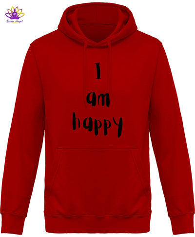 "I am happy" - Sweatshirt homme à capuche en coton bio, plusieurs coloris