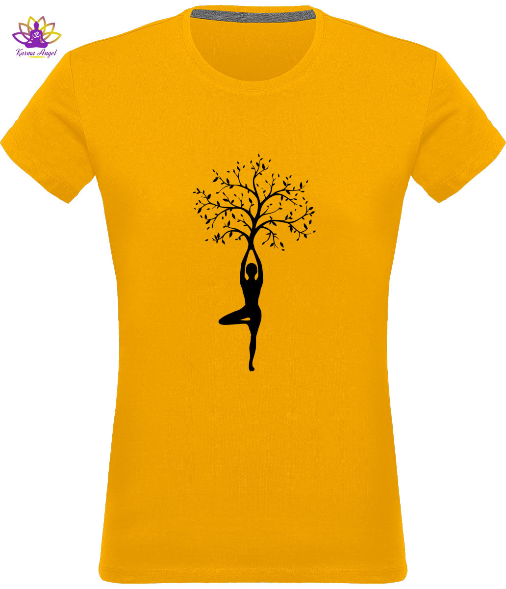 "Yoga tree" - T-shirt femme en coton bio, plusieurs coloris 