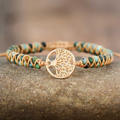 "Régénération" - Bracelet tressé arbre de vie en pierres semi-précieuses