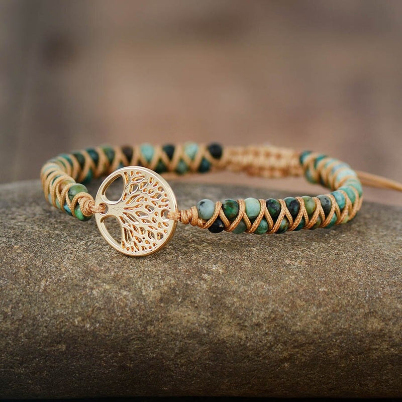 "Régénération" - Bracelet tressé arbre de vie en pierres semi-précieuses