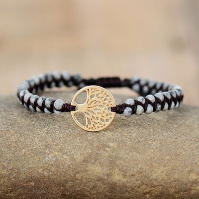 "Régénération" - Bracelet tressé arbre de vie en pierres semi-précieuses