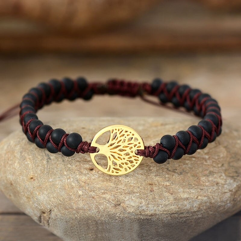 "Régénération" - Bracelet tressé arbre de vie en pierres semi-précieuses