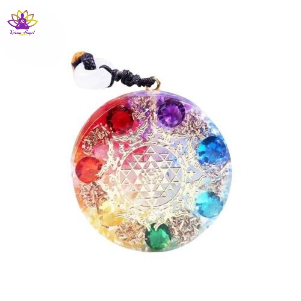 "Renouveau spirituel" - Collier pendentif équilibre 7 chakras en orgonite 