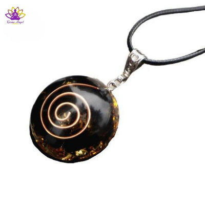 "Bonheur divin" - Collier pendentif orgonite en obsidienne noire