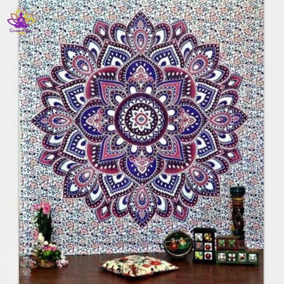 "Amour et paix" - Tapisserie murale indienne mandala