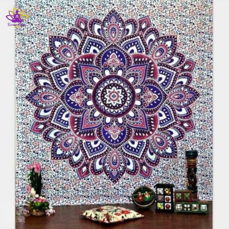 "Amour et paix" - Tapisserie murale indienne mandala