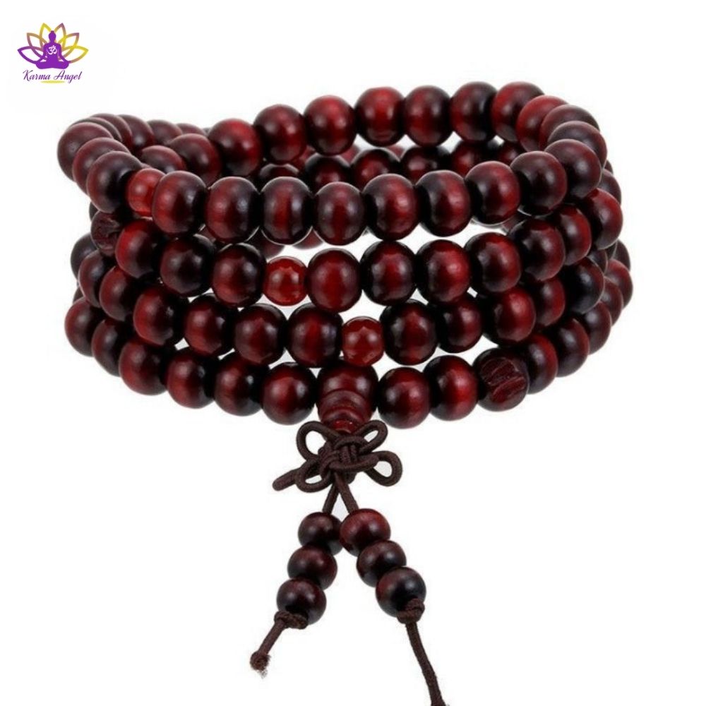 "Sagesse éternelle" - Bracelet Mala en bois de santal, marron 