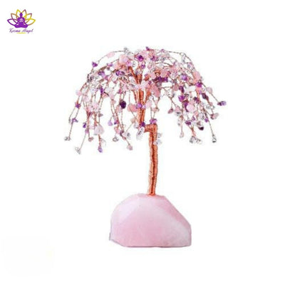 "Amour inconditionnel" - Grand arbre Feng Shui cristal et base en quartz rose