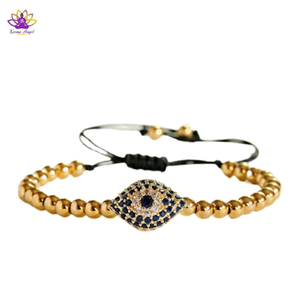 Bracelet de protection ajustable en zircon et cuivre 