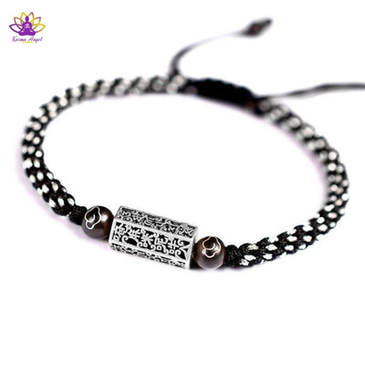 Bracelet tressé mantra Tibétain en argent 925