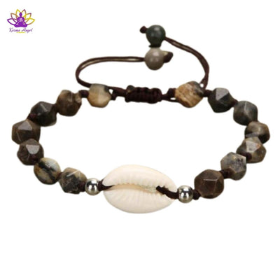 Bracelet coquillage en pierres naturelles, ajustable