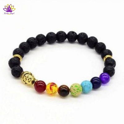 "Hautes vibrations" - Bracelet bouddha en pierres de lave 7 chakras