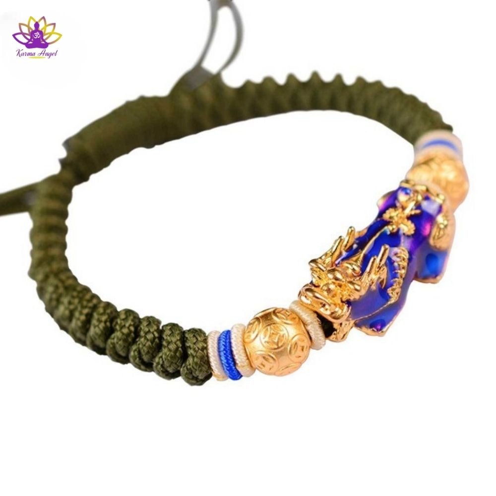 "Prospérité éternelle" - Bracelet traditionnel Pixiu en corde tressée, ajustable 