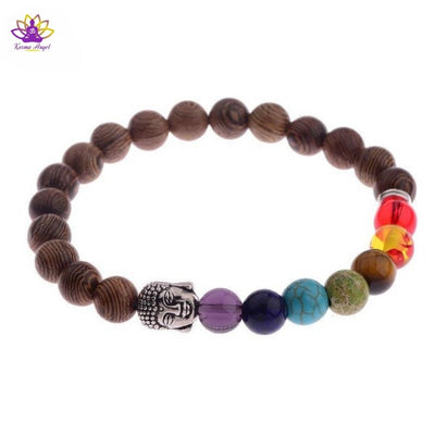 "Équilibre spirituel" - Bracelet bouddha 7 chakras et bois wengé