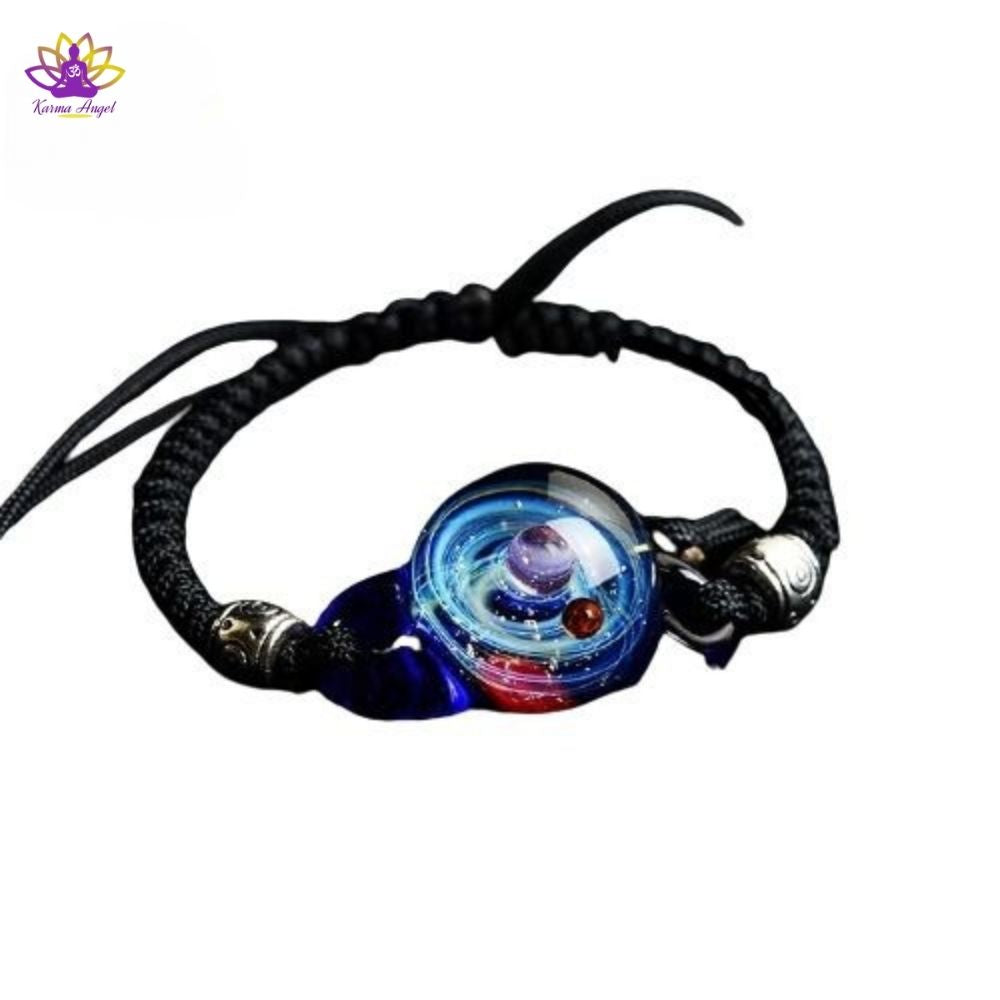"Confiance éternelle" - Bracelet perle de verre immense galaxie, ajustable 