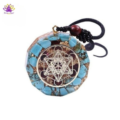 "Paix éternelle" - Collier pendentif Reiki en orgonite turquoise