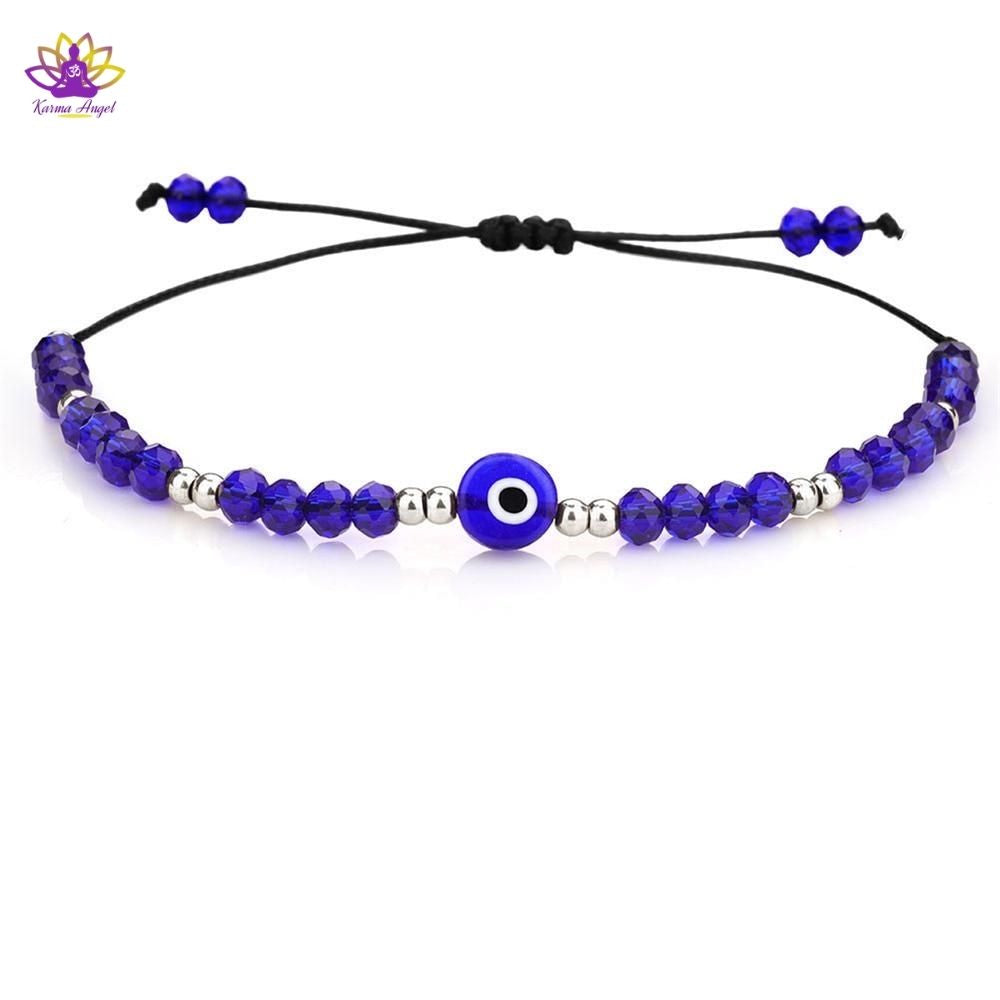 Bracelet porte-bonheur Œil turc en perles de cristal 