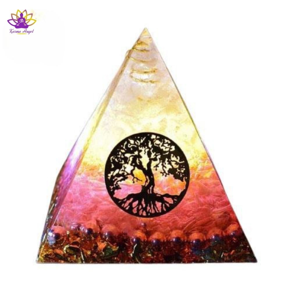 "Guérison du coeur" - Pyramide Reiki arbre de vie en orgonite 