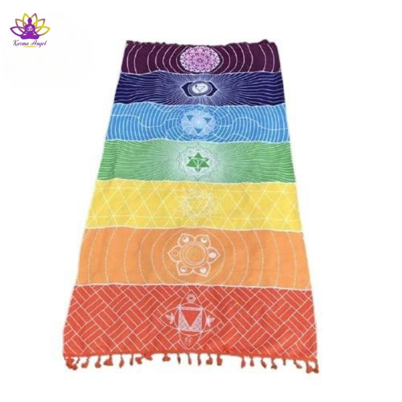 "Calme et paix" - Tapis de yoga arc-en-ciel 7 chakras