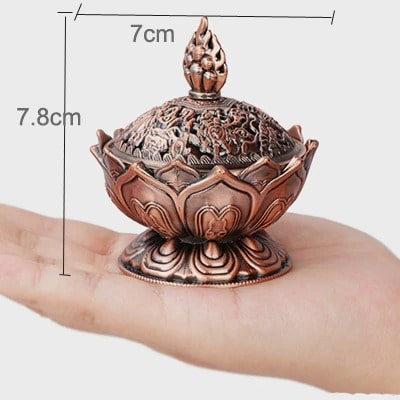 "Calme & sérénité" - Brûleur d’encens lotus traditionnel en zinc
