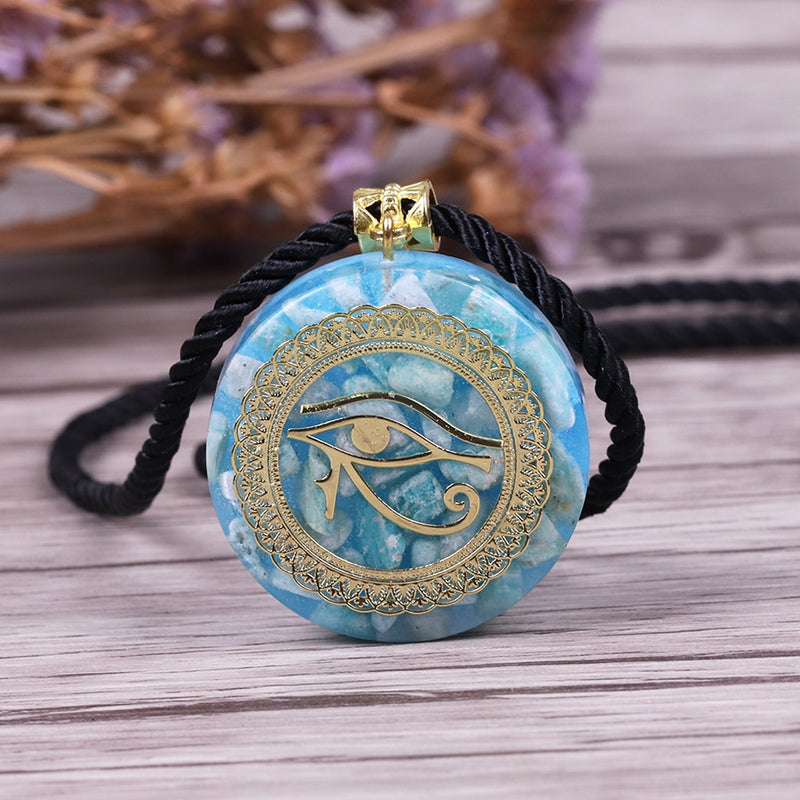 collier bleu turquoise œil d&