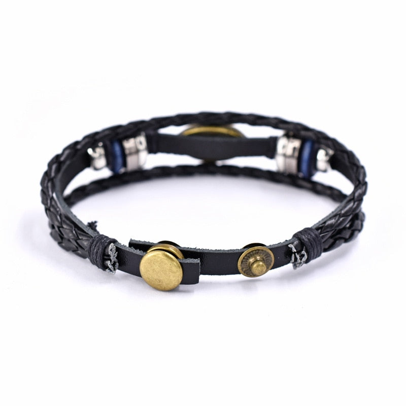 Bracelet cuir Œil turc multicouches