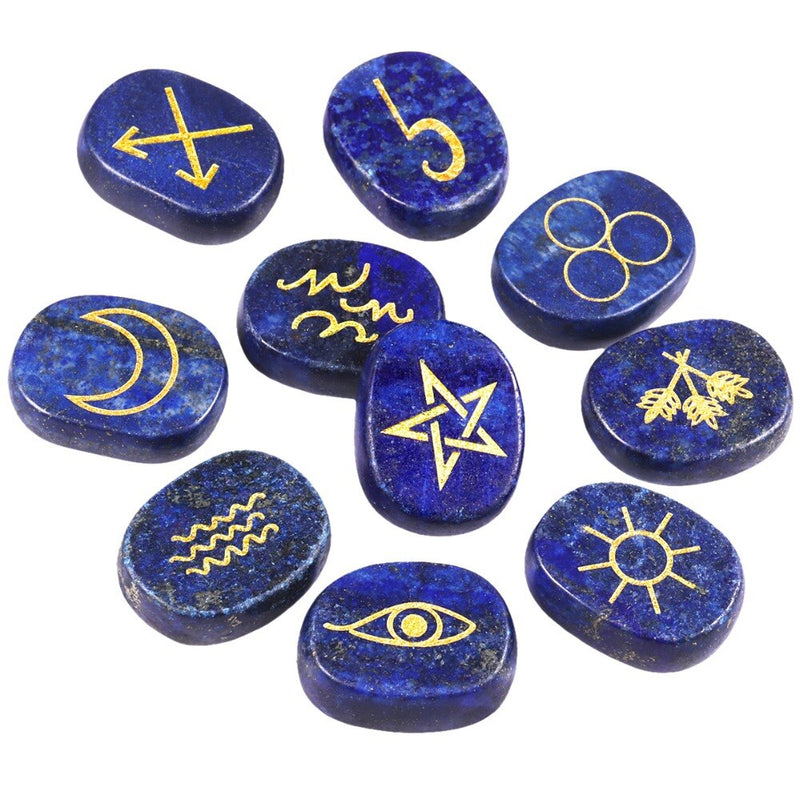 Ensemble de 10 pierres naturelles avec symboles