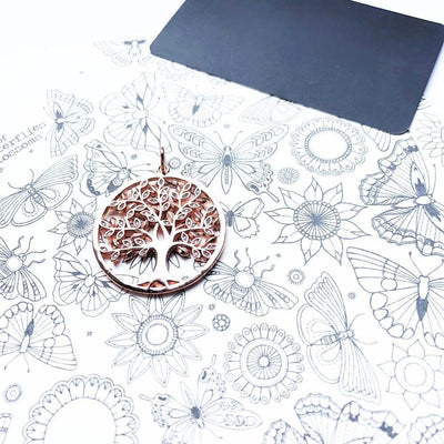 Pendentif Arbre de vie en argent plaqué or rose