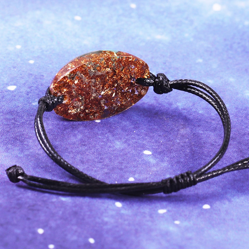Bracelet 7 chakras en orgonite, ajustable avec cordon en cuir