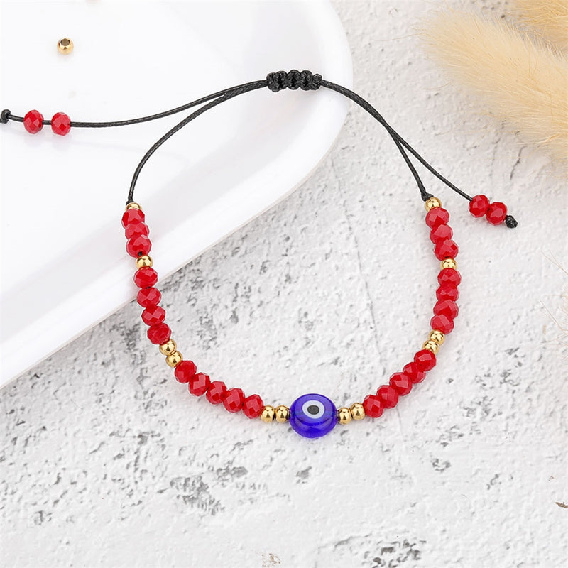 Bracelet porte-bonheur Œil turc en perles de cristal