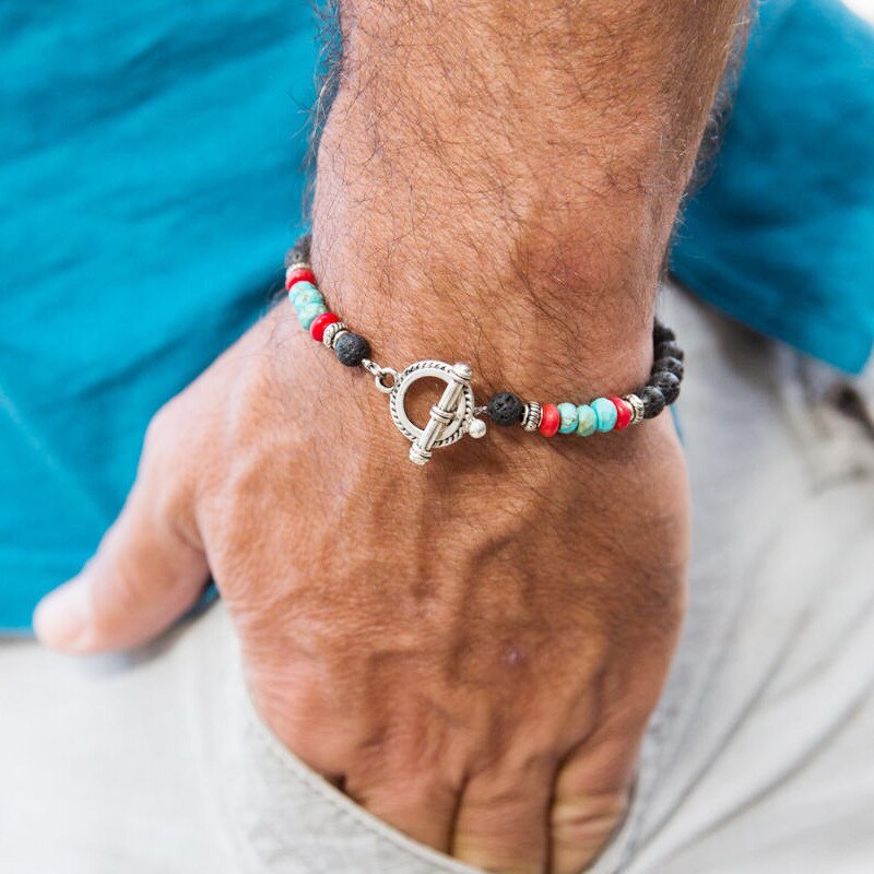 Bracelet énergie perles de lave et pierres naturelles