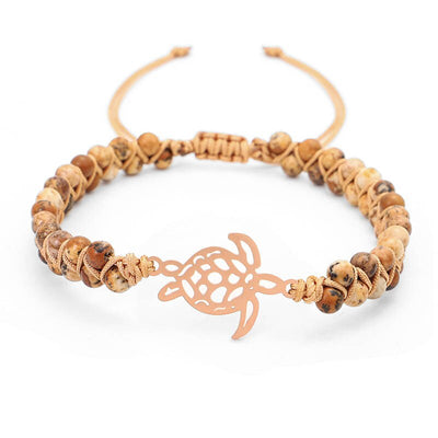 Bracelet Tortue tressé en perles naturelles ajustable