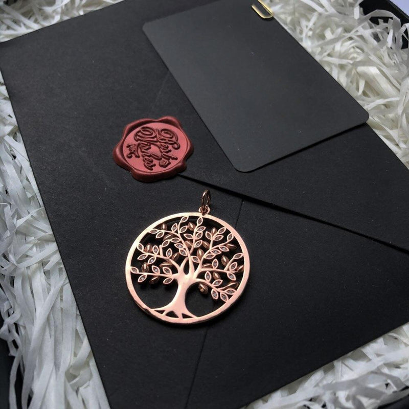 Pendentif Arbre de vie en argent plaqué or rose