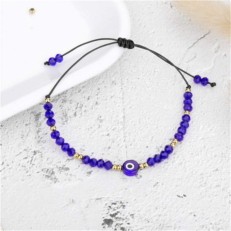 Bracelet porte-bonheur Œil turc en perles de cristal