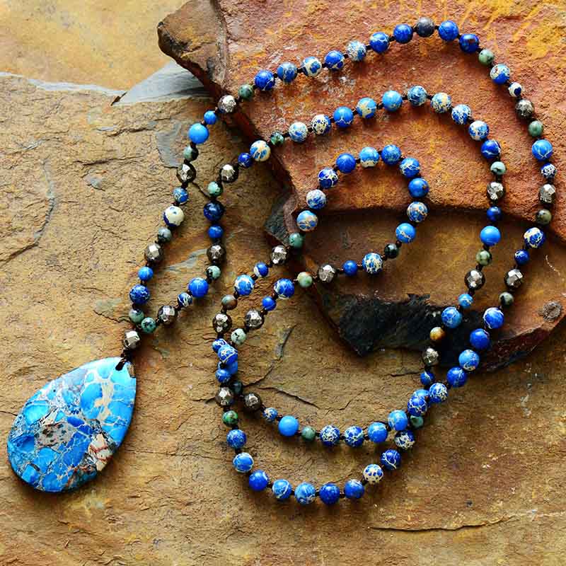 Collier bohème luxe en pierres naturelles
